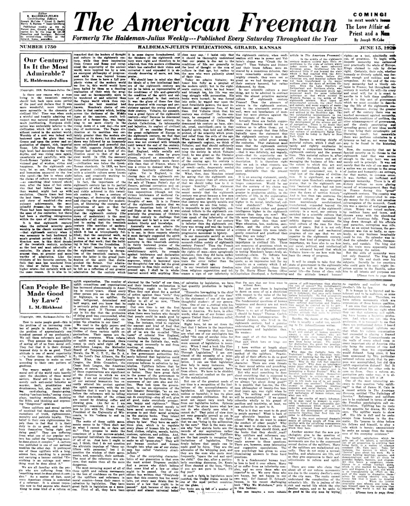 The American Freeman, Number 1750, June 15, 1929.